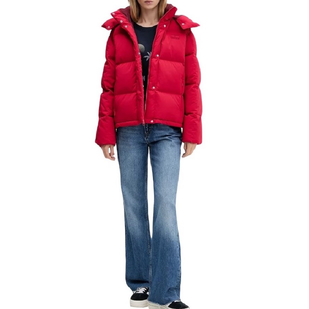 TOMMY JEANS ALASKA GRID DOWN JACKET EXT ΜΠΟΥΦΑΝ ΓΥΝΑΙΚΕΙΟ RED