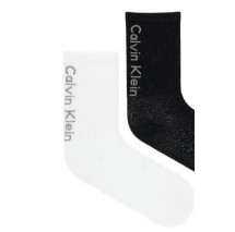 CALVIN KLEIN  WOMEN SOCK 2P BACK LOGO ΚΑΛΤΣΕΣ ΓΥΝΑΙΚΕΙΕΣ BLACK/WHITE
