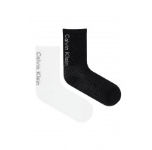 CALVIN KLEIN  WOMEN SOCK 2P BACK LOGO ΚΑΛΤΣΕΣ ΓΥΝΑΙΚΕΙΕΣ BLACK/WHITE