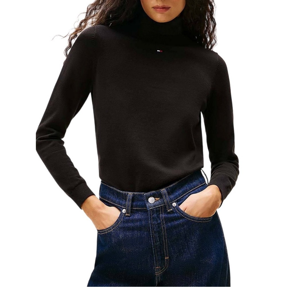 TOMMY JEANS ESSENTIAL TRTLNK SWEATER ΜΠΛΟΥΖΑ ΠΛΕΚΤΗ ΓΥΝΑΙΚΕΙΑ BLACK