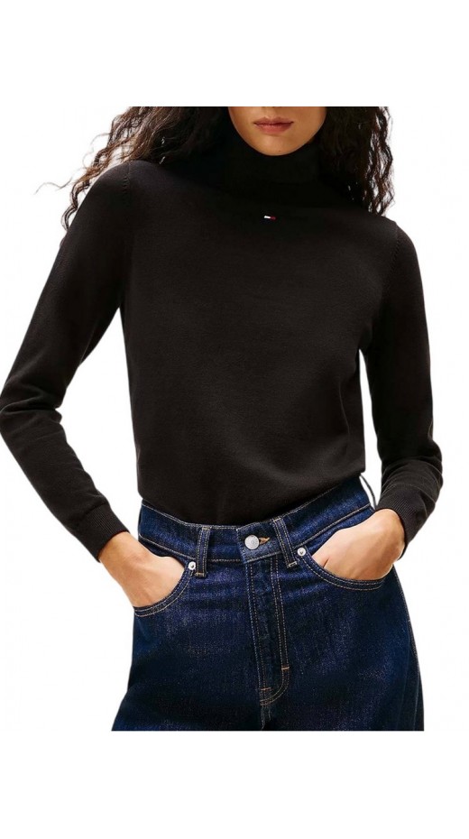 TOMMY JEANS ESSENTIAL TRTLNK SWEATER ΜΠΛΟΥΖΑ ΠΛΕΚΤΗ ΓΥΝΑΙΚΕΙΑ BLACK