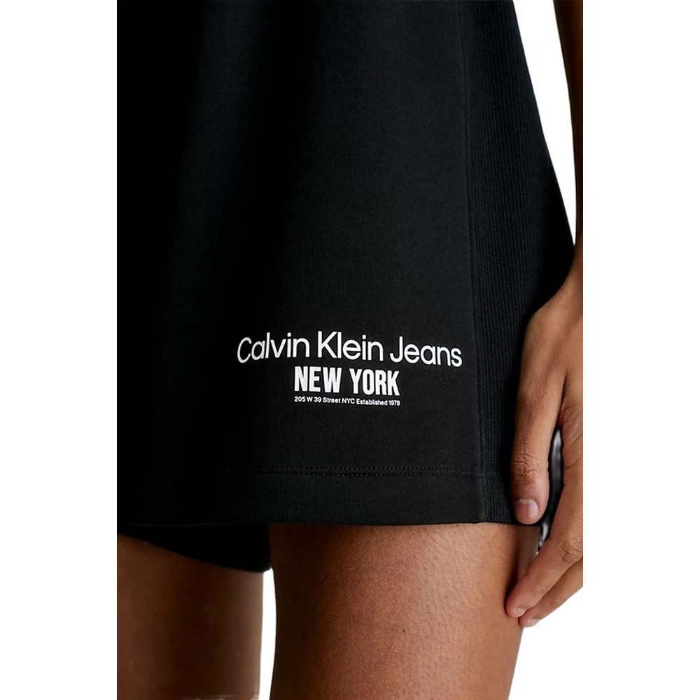 CALVIN KLEIN JEANS RIB INSERT INTERCLOCK SHORTS ΣΟΡΤΣ ΓΥΝΑΙΚΕΙΟ BLACK