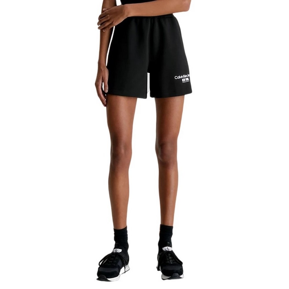 CALVIN KLEIN JEANS RIB INSERT INTERCLOCK SHORTS ΣΟΡΤΣ ΓΥΝΑΙΚΕΙΟ BLACK