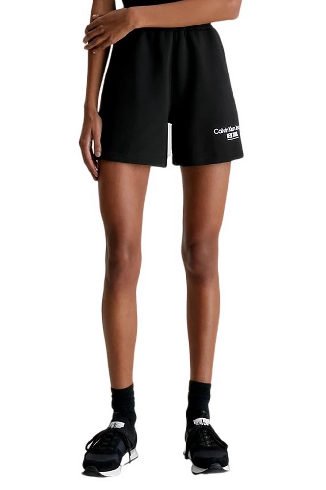 CALVIN KLEIN JEANS RIB INSERT INTERCLOCK SHORTS ΣΟΡΤΣ ΓΥΝΑΙΚΕΙΟ BLACK