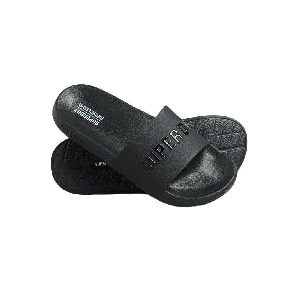 SUPERDRY D2 SDCD CODE LOGO POOL SLIDE ΠΑΝΤΟΦΛΑ ΑΝΔΡΙΚΟ BLACK/BLACK