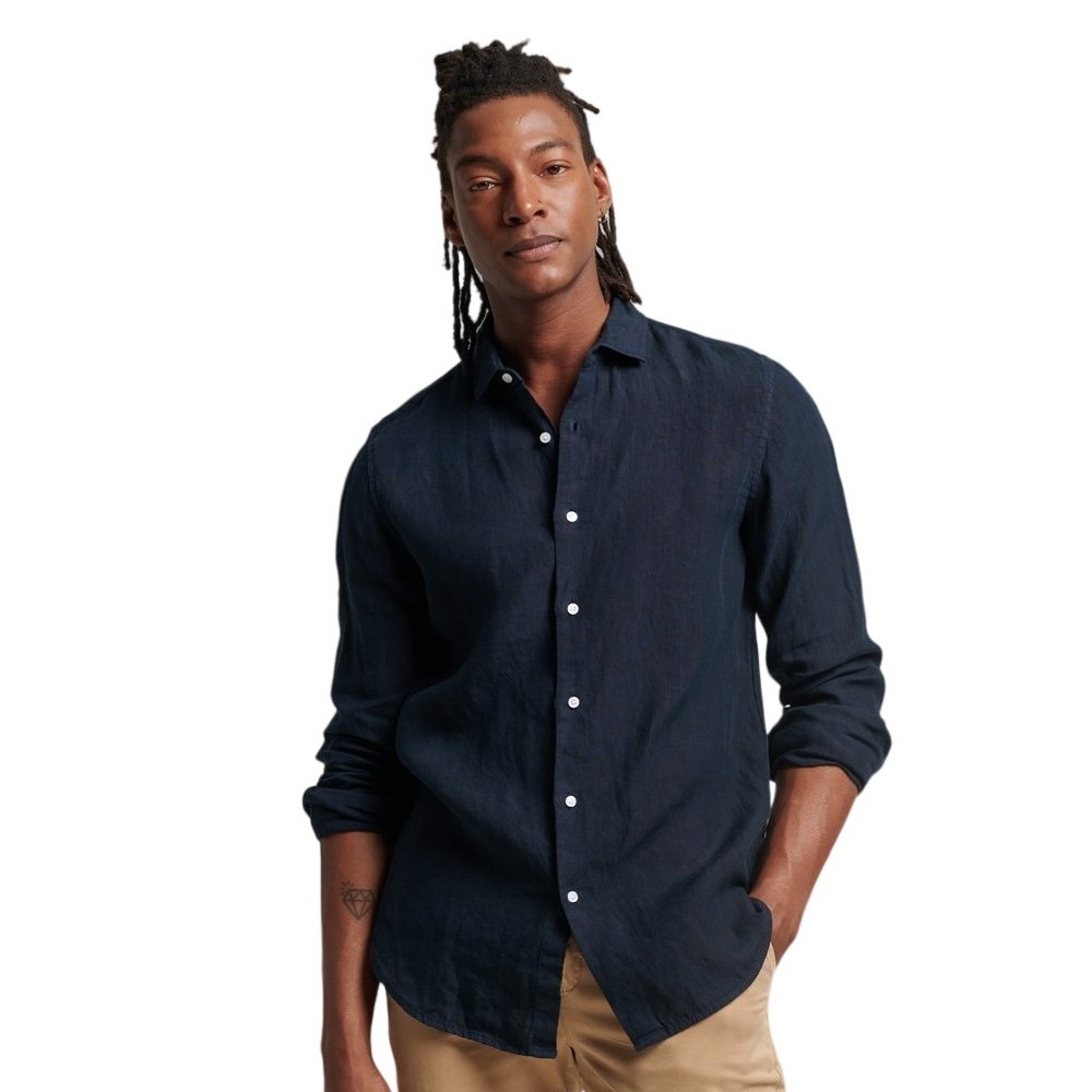 SUPERDRY STUDIOS CASUAL LINEN L/S SHIRT ΠΟΥΚΑΜΙΣΟ ΑΝΔΡΙΚΟ NAVY