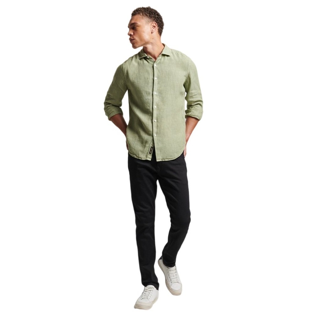 SUPERDRY STUDIOS CASUAL LINEN L/S SHIRT ΠΟΥΚΑΜΙΣΟ ΑΝΔΡΙΚΟ MINT