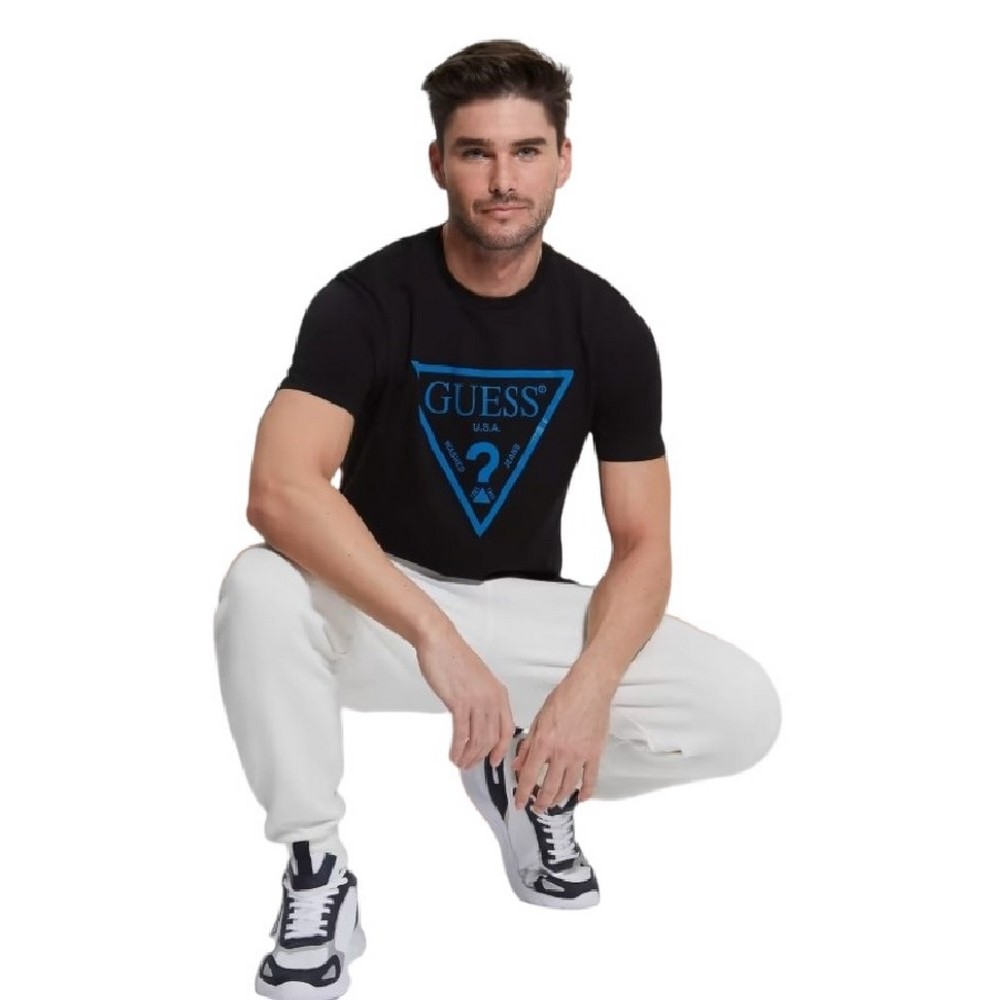 GUESS SS BSC REFLECTIVE LOGO TEE T-SHIRT ΑΝΔΡΙΚΟ BLACK