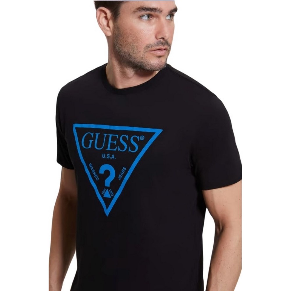 GUESS SS BSC REFLECTIVE LOGO TEE T-SHIRT ΑΝΔΡΙΚΟ BLACK