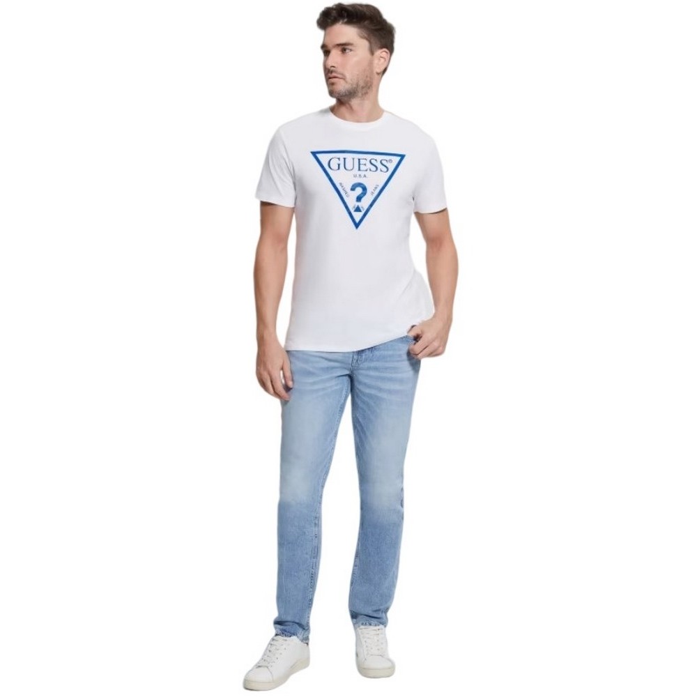 GUESS SS BSC REFLECTIVE LOGO TEE T-SHIRT ΑΝΔΡΙΚΟ WHITE