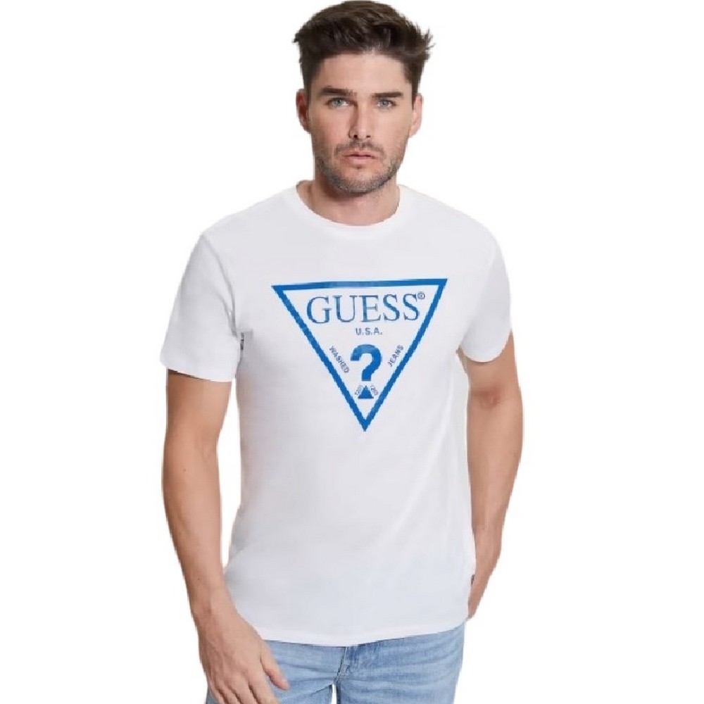 GUESS SS BSC REFLECTIVE LOGO TEE T-SHIRT ΑΝΔΡΙΚΟ WHITE