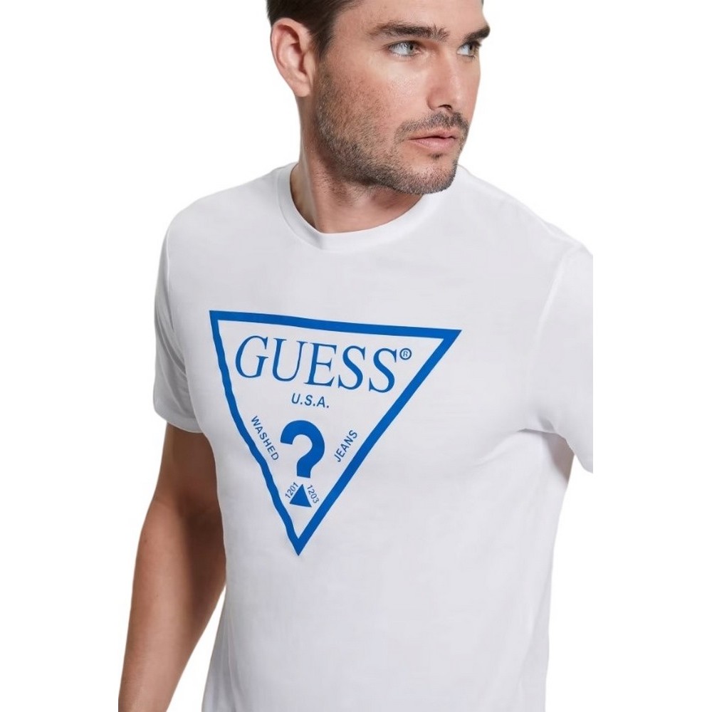 GUESS SS BSC REFLECTIVE LOGO TEE T-SHIRT ΑΝΔΡΙΚΟ WHITE