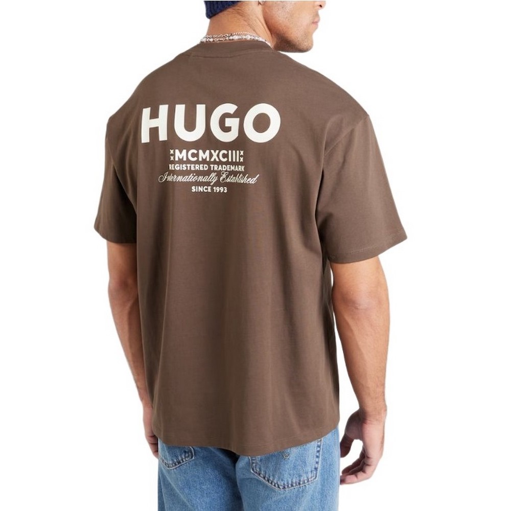 HUGO BOSS JERSEY NALONO T-SHIRT ΜΠΛΟΥΖΑ ΑΝΔΡΙΚΗ DARK BROWN
