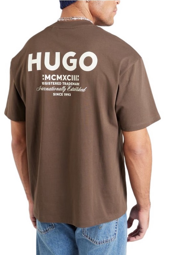 HUGO BOSS JERSEY NALONO T-SHIRT ΜΠΛΟΥΖΑ ΑΝΔΡΙΚΗ DARK BROWN