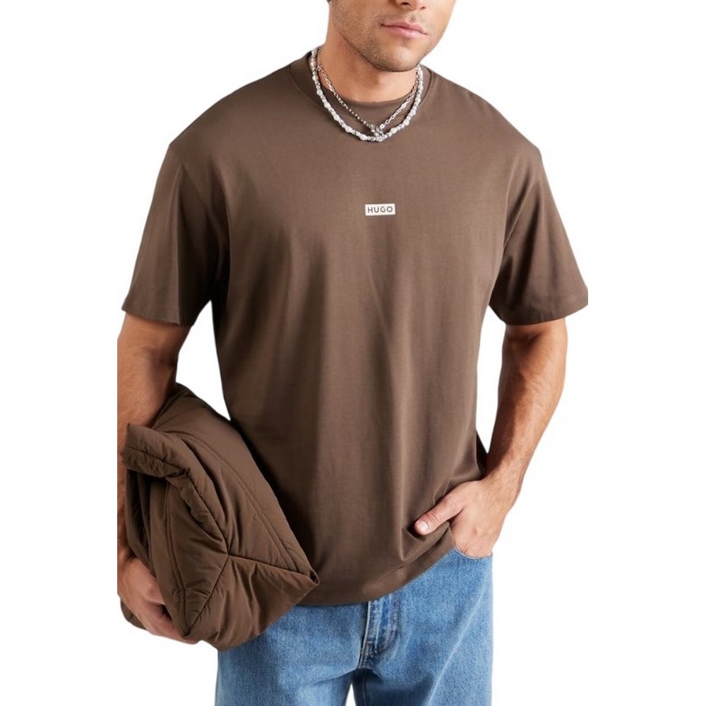 HUGO BOSS JERSEY NALONO T-SHIRT ΜΠΛΟΥΖΑ ΑΝΔΡΙΚΗ DARK BROWN
