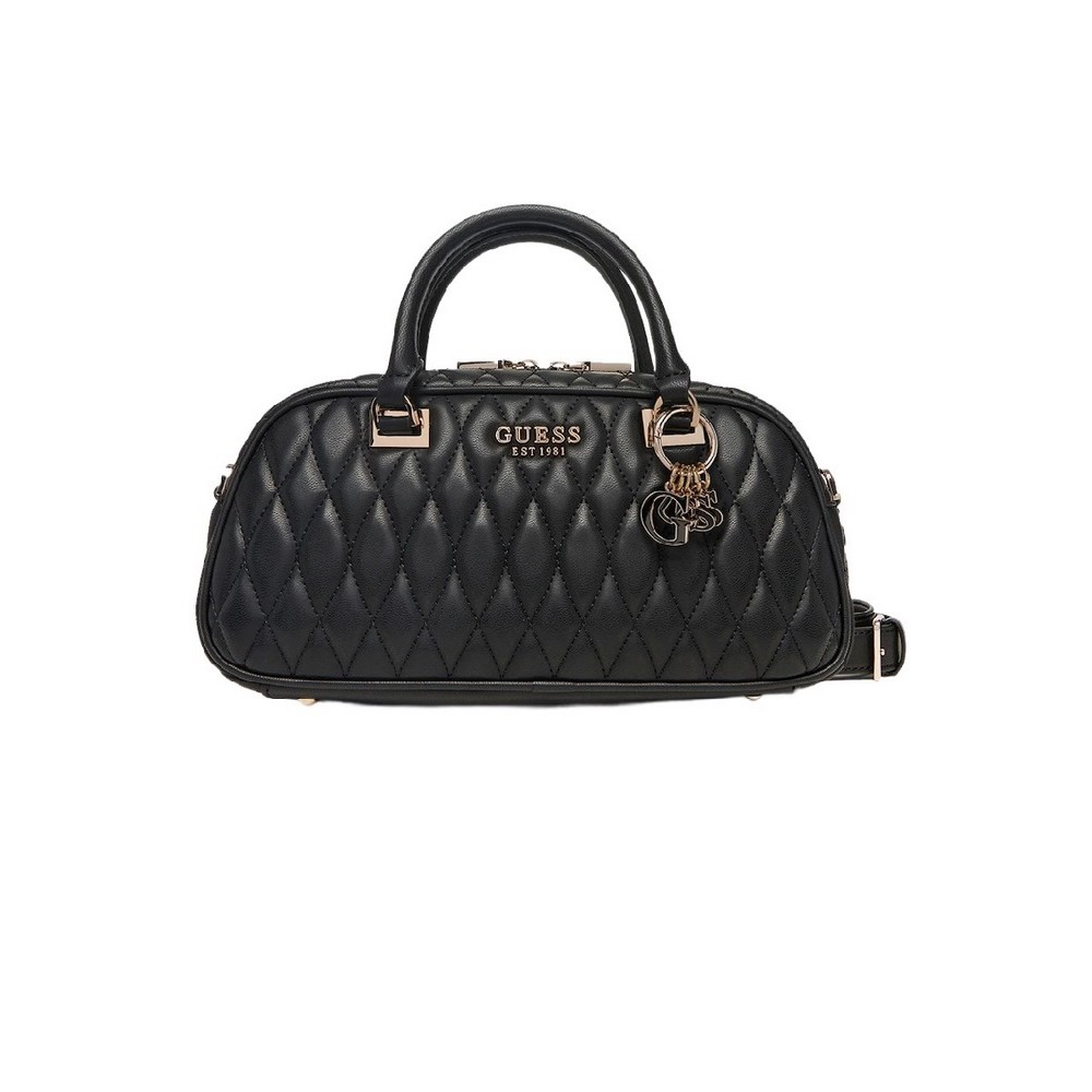 GUESS VALLA SMALL SATCHEL ΤΣΑΝΤΑ ΓΥΝΑΙΚΕΙΑ BLACK