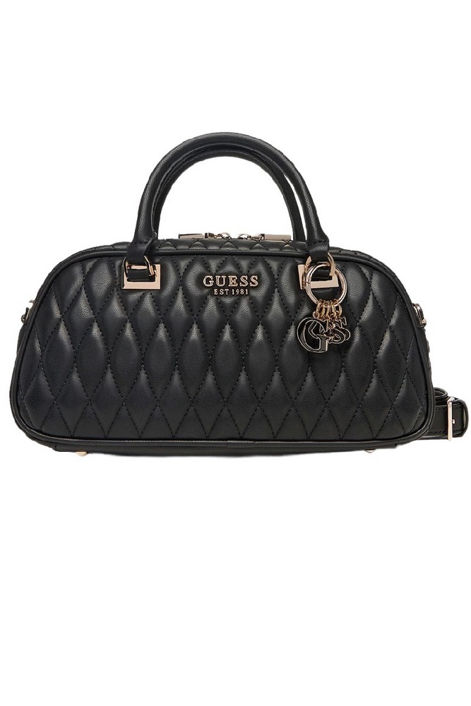 GUESS VALLA SMALL SATCHEL ΤΣΑΝΤΑ ΓΥΝΑΙΚΕΙΑ BLACK