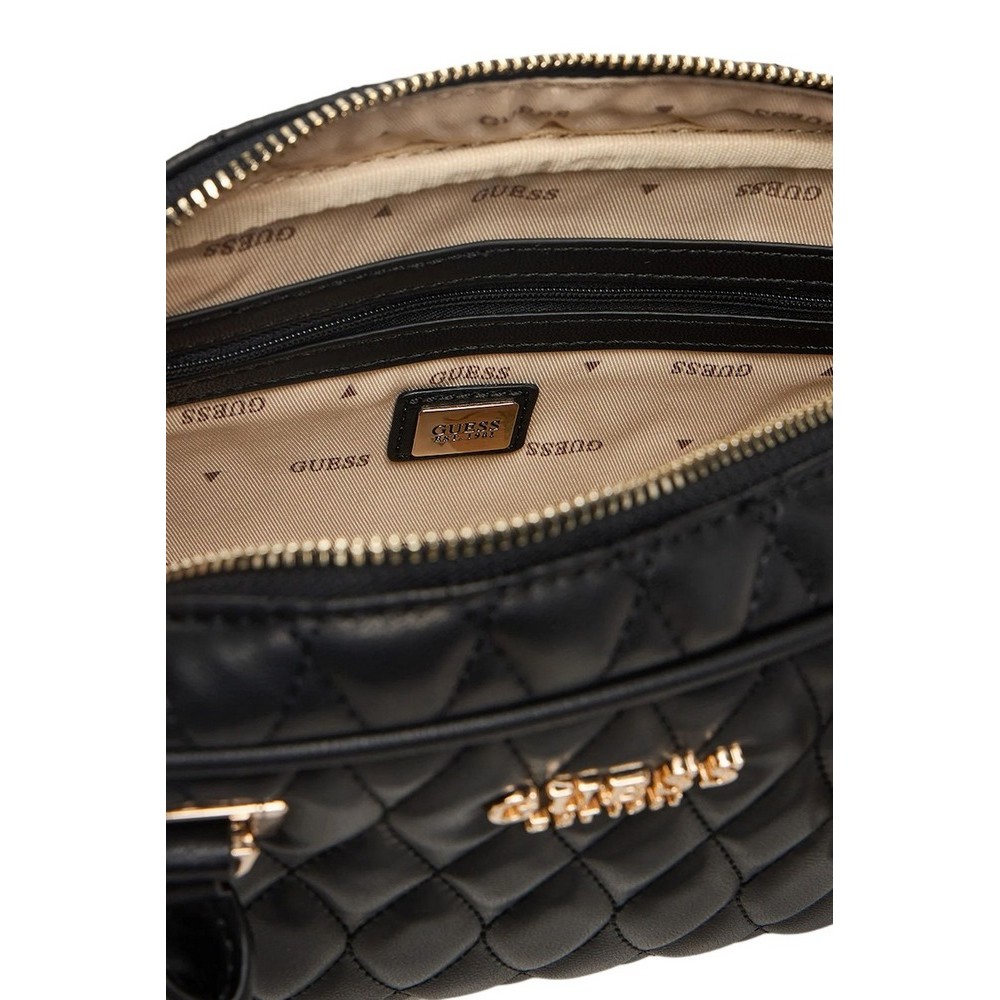 GUESS VALLA SMALL SATCHEL ΤΣΑΝΤΑ ΓΥΝΑΙΚΕΙΑ BLACK