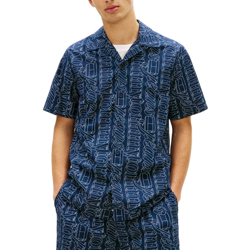 TOMMY JEANS REG AOP CAMP SHIRT EXT ΠΟΥΚΑΜΙΣΟ ΑΝΔΡΙΚΟ NAVY