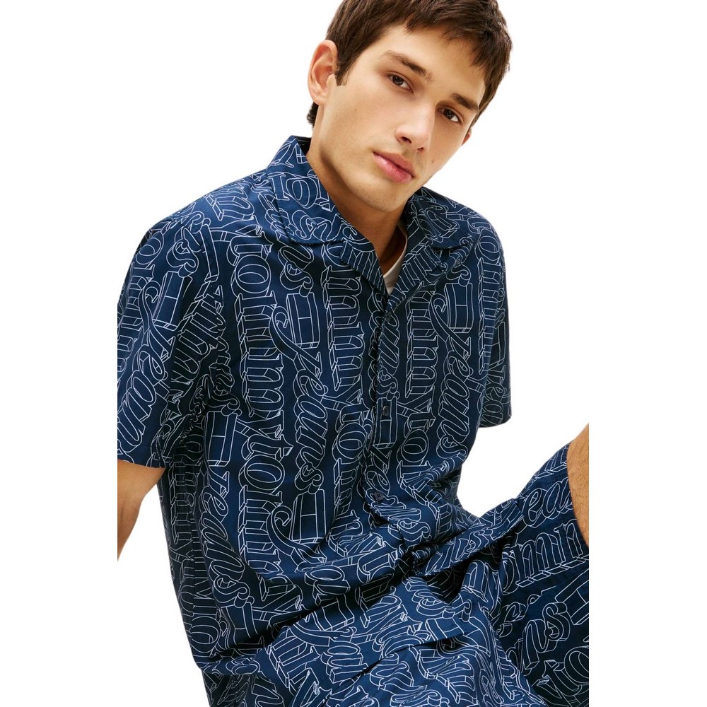TOMMY JEANS REG AOP CAMP SHIRT EXT ΠΟΥΚΑΜΙΣΟ ΑΝΔΡΙΚΟ NAVY