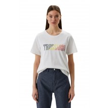 T-SHIRT RAINBOW LOGO ΓΥΝΑΙΚΕΙΟ TRUSSARDI WHITE T-SHIRT RAINBOW LOGO ΓΥΝΑΙΚΕΙΟ TRUSSARDI WHITE