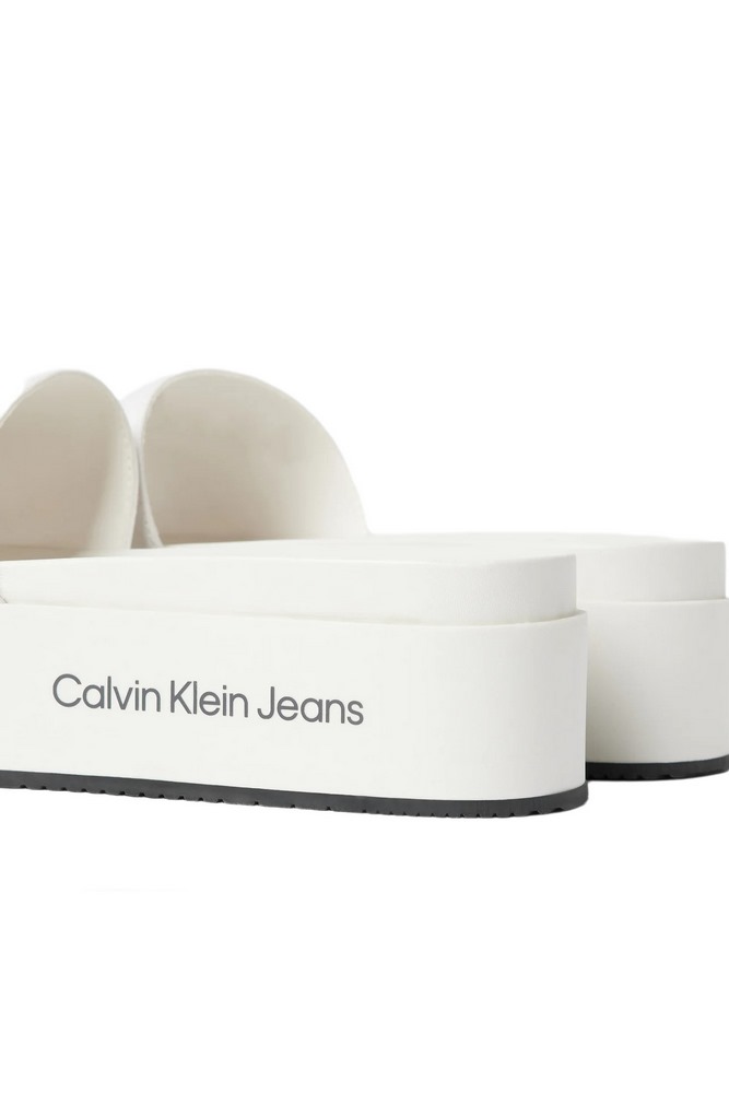 CALVIN KLEIN JEANS FLATFORM SANDAL MONOGRAM ΠΑΝΤΟΦΛΑ ΓΥΝΑΙΚΕΙΑ WHITE