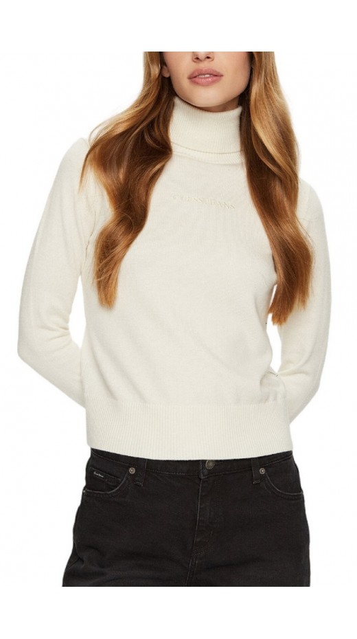 GUESS JEANS EMB SWTR ΜΠΛΟΥΖΑ ΠΛΕΚΤΗ  ΓΥΝΑΙΚΕΙΑ OFF WHITE
