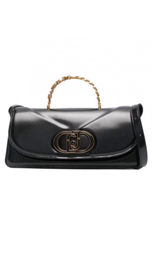 LIU JO LOGO PLAQUE SHOULDER BAG BAGUETTE AF4218E0050 ΤΣΑΝΤΑ ΓΥΝΑΙΚΕΙΑ BLACK