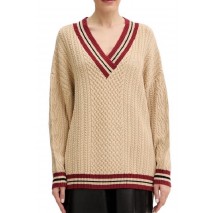 GUESS STRIPED VN CABLE LINA SWTR ΜΠΛΟΥΖΑ ΠΛΕΚΤΗ ΓΥΝΑΙΚΕΙΑ BEIGE