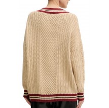 GUESS STRIPED VN CABLE LINA SWTR ΜΠΛΟΥΖΑ ΠΛΕΚΤΗ ΓΥΝΑΙΚΕΙΑ BEIGE