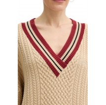 GUESS STRIPED VN CABLE LINA SWTR ΜΠΛΟΥΖΑ ΠΛΕΚΤΗ ΓΥΝΑΙΚΕΙΑ BEIGE