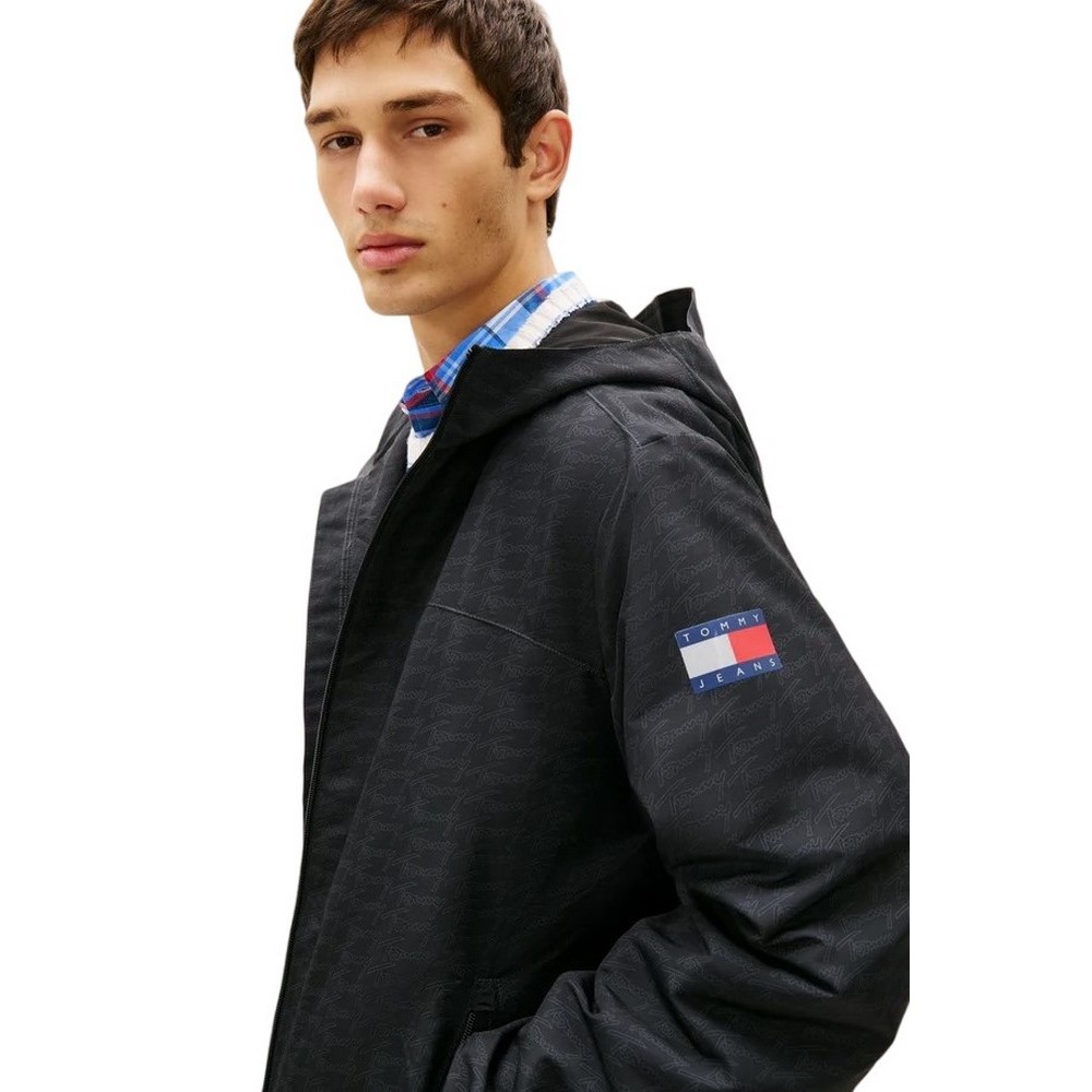 TOMMY JEANS AOP PACKABLE WINDBREAKER ΜΠΟΥΦΑΝ ΑΝΔΡΙΚΟ BLACK