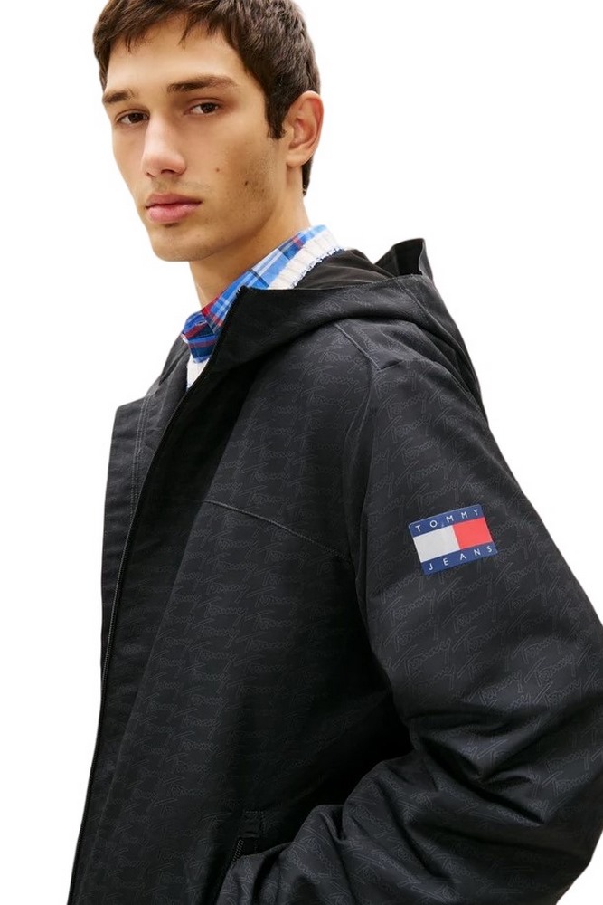 TOMMY JEANS AOP PACKABLE WINDBREAKER ΜΠΟΥΦΑΝ ΑΝΔΡΙΚΟ BLACK