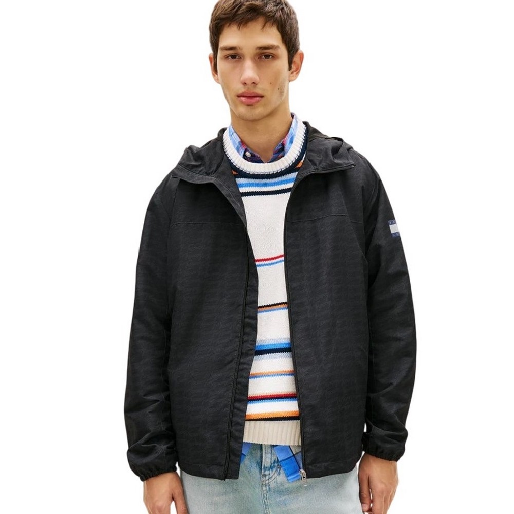 TOMMY JEANS AOP PACKABLE WINDBREAKER ΜΠΟΥΦΑΝ ΑΝΔΡΙΚΟ BLACK