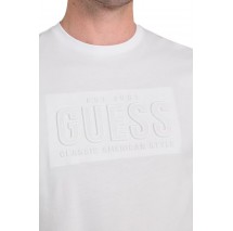 GUESS EMBOSSED LOGO TEE T-SHIRT ΜΠΛΟΥΖΑ ΑΝΔΡΙΚΗ WHITE