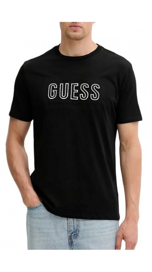 GUESS EMBOSSED LOGO TEE T-SHIRT ΜΠΛΟΥΖΑ ΑΝΔΡΙΚΗ BLACK
