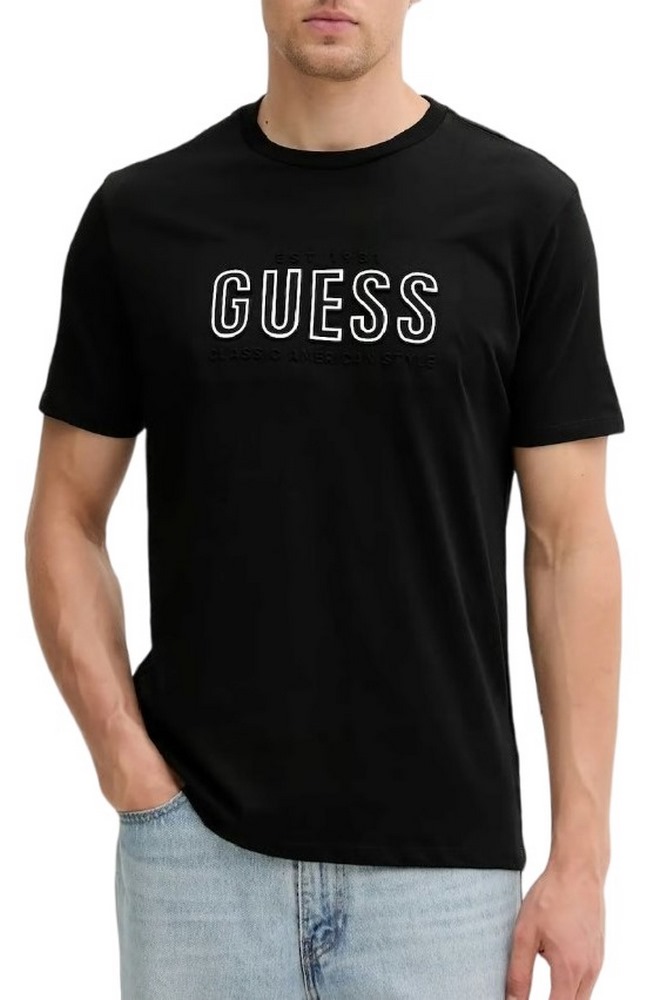 GUESS EMBOSSED LOGO TEE T-SHIRT ΜΠΛΟΥΖΑ ΑΝΔΡΙΚΗ BLACK