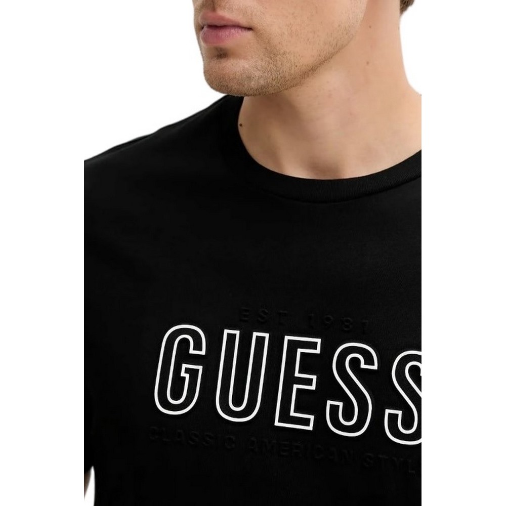 GUESS EMBOSSED LOGO TEE T-SHIRT ΜΠΛΟΥΖΑ ΑΝΔΡΙΚΗ BLACK