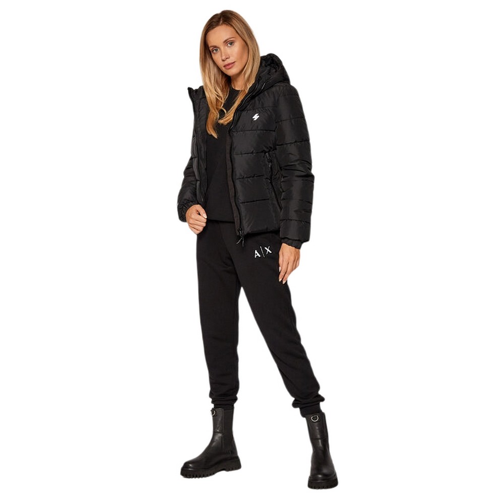 SUPERDRY ΜΠΟΥΦΑΝ HOODED SPIRIT SPORTS PUFFER ΓΥΝΑΙΚΕΙΟ BLACK