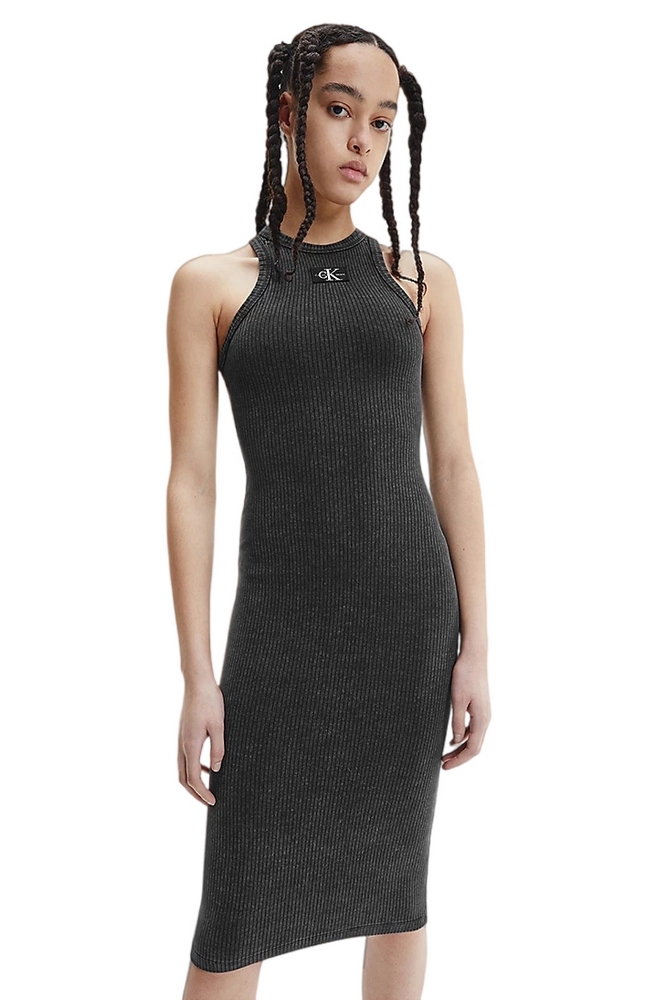 CALVIN KLEIN JEANS ACID WASH RIB TANK DRESS ΦΟΡΕΜΑ ΓΥΝΑΙΚΕΙΟ DARK GREY