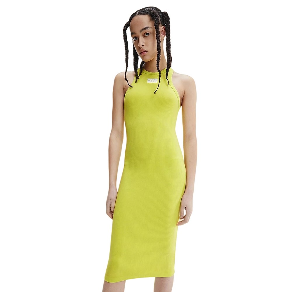 CALVIN KLEIN JEANS ACID WASH RIB TANK DRESS ΦΟΡΕΜΑ ΓΥΝΑΙΚΕΙΟ LIME