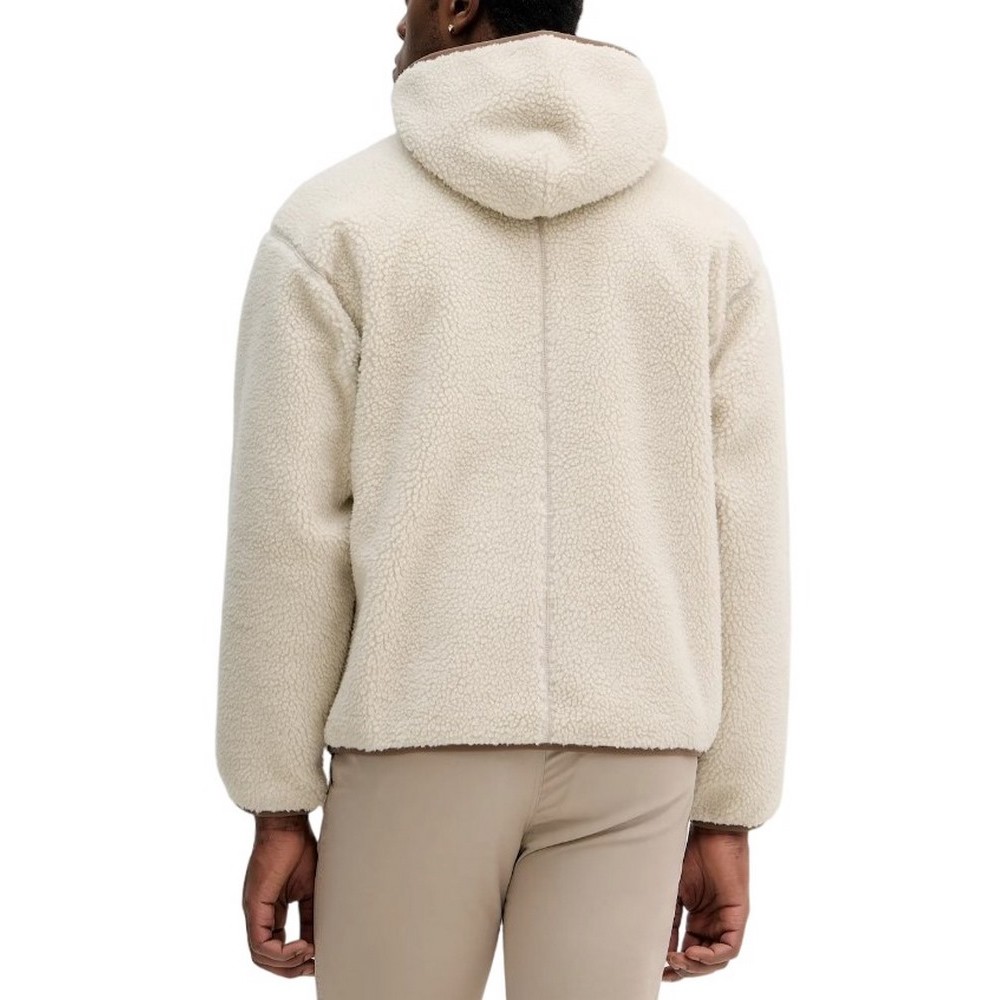 CALVIN KLEIN JEANS SHERPA FUNNEL NECK FULL ZIP HOOD ΜΠΟΥΦΑΝ ΑΝΔΡΙΚΟ ECRU