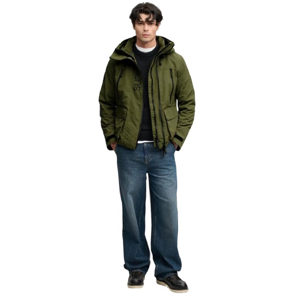SUPERDRY HOOD ULTIMATE EMB WINBREAKER ΜΠΟΥΦΑΝ ΑΝΔΡΙΚΟ KHAKI