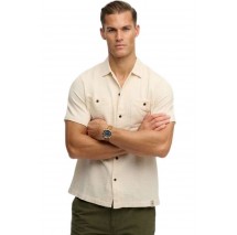 SUPERDRY D2 STUD MERCHANT TEXTURED S/S SHIRT ΠΟΥΚΑΜΙΣΟ ΑΝΔΡΙΚΟ BEIGE