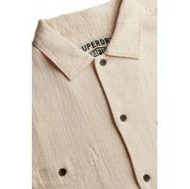 SUPERDRY D2 STUD MERCHANT TEXTURED S/S SHIRT ΠΟΥΚΑΜΙΣΟ ΑΝΔΡΙΚΟ BEIGE