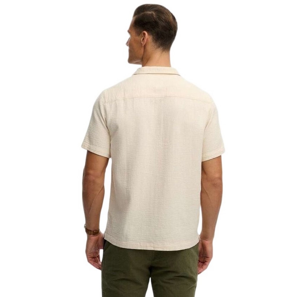 SUPERDRY D2 STUD MERCHANT TEXTURED S/S SHIRT ΠΟΥΚΑΜΙΣΟ ΑΝΔΡΙΚΟ BEIGE