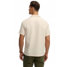 SUPERDRY D2 STUD MERCHANT TEXTURED S/S SHIRT ΠΟΥΚΑΜΙΣΟ ΑΝΔΡΙΚΟ BEIGE