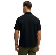 SUPERDRY D2 STUD MERCHANT TEXTURED S/S SHIRT ΠΟΥΚΑΜΙΣΟ ΑΝΔΡΙΚΟ BLACK