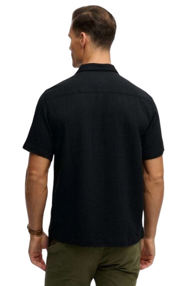 SUPERDRY D2 STUD MERCHANT TEXTURED S/S SHIRT ΠΟΥΚΑΜΙΣΟ ΑΝΔΡΙΚΟ BLACK