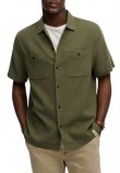 SUPERDRY D2 STUD MERCHANT TEXTURED S/S SHIRT ΠΟΥΚΑΜΙΣΟ ΑΝΔΡΙΚΟ MILITARY GREEN
